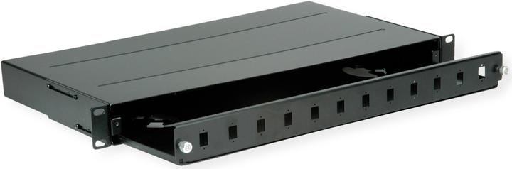 Produktbild Roline 48,30cm (19")-LWL-Gehäuse leer, 1 HE, 12x SC-Simplex oder LC-Duplex, schwarz