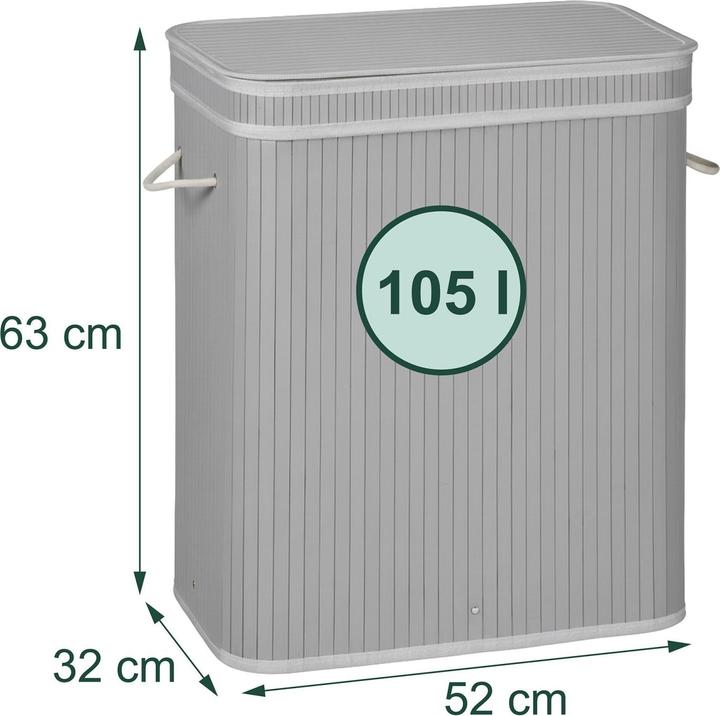 Actual product image Relaxdays Bamboo laundry bin (105 l)