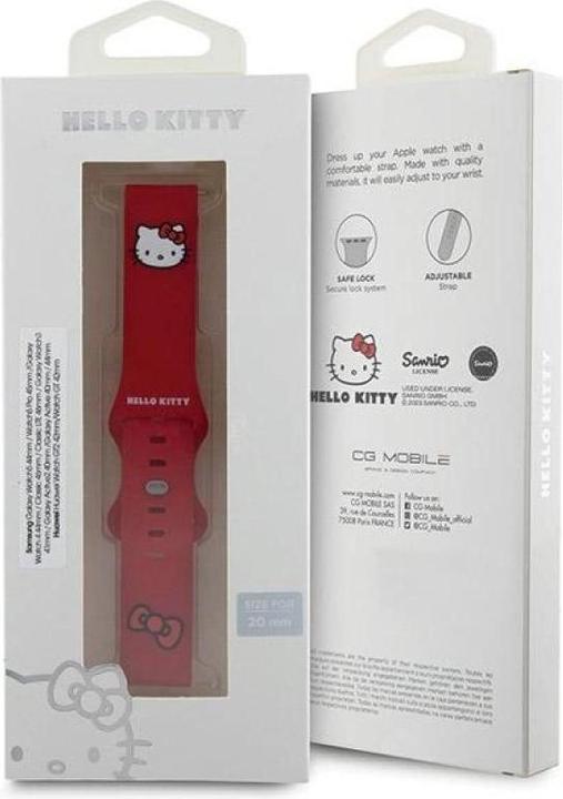 Immagine prodotto Hello Kitty Pasek Uniwersalny HKUWMSCHBLR Testa di gattino in silicone czerwony/rosso 20mm (Acciaio inossidabile, Silicone)