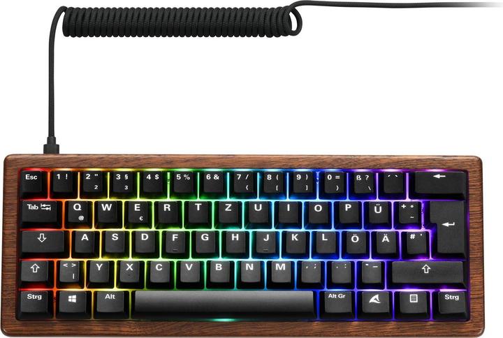 Actual product image Sharkoon SKILLER SGK50 S4 Gen2 Wood PBT (holz/schwarz, DE-Layout, Gateron G Pro 3.0 Yellow) (DE, Cable)