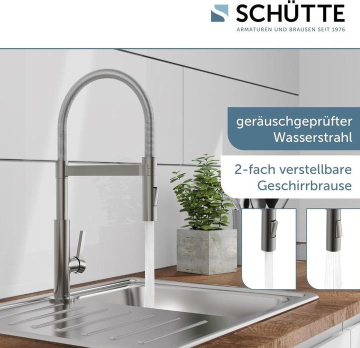 Produktbild Schütte SCHÃoeTTE Miami Design Keukenkraan - Mengkraan - Met spiraalveer - Mat grafiet (79142)