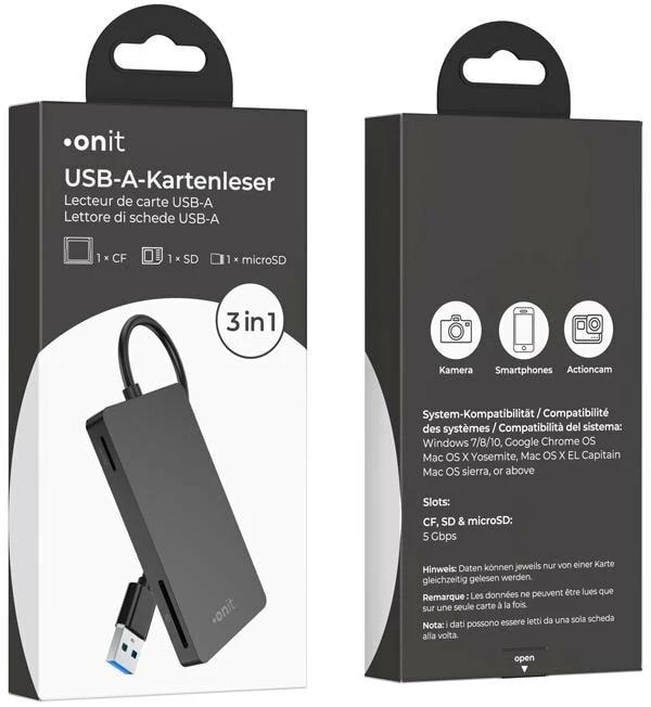 Produktbild Onit Card Reader Extern USB-A 3-in-1 (USB 3.2)
