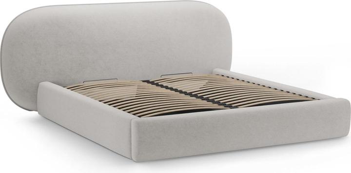 Actual product image Micadoni Storage Bed With Headboard, "Ovalo", Light Grey, 234x230x96 Made in Europe (140 x 200 cm)