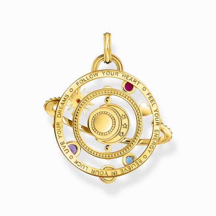 Immagine prodotto Thomas Sabo Ciondolo con anello planetario e pietre colorate placcato oro (Smalto, Argento 925)