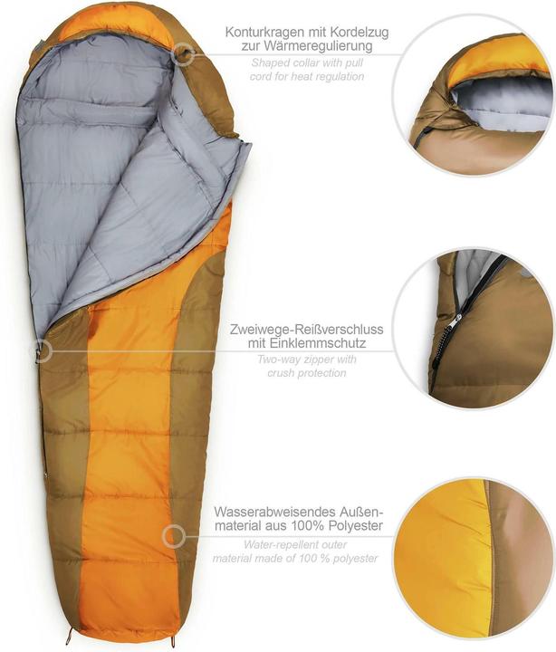 Actual product image Where Tomorrow Mumienschlafsack Polyester, Orange (230 cm)