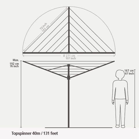 Image du produit Brabantia Séchoir parapluie Topspinner 40 m (40 m)