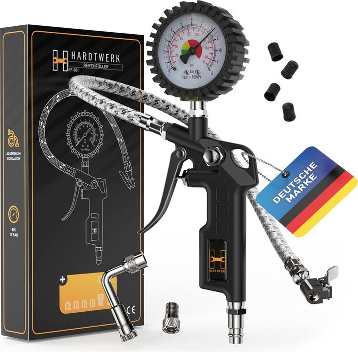 Hardtwerk Druckluft-Reifenfüllmesser Messbereich: 012 bar