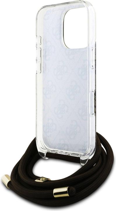 Actual product image Guess GUHCP16LHC4SEW iPhone 16 Pro 6.3" brązowy/brown hardcase Crossbody Cord 4G Print