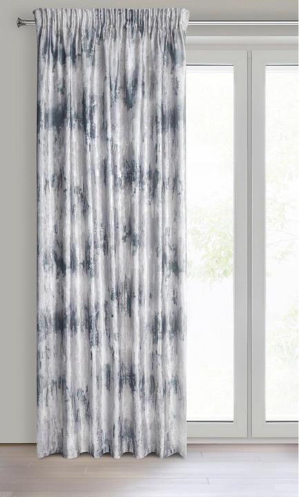 Actual product image Eurofirany TINA curtain in soft velvet with worn pattern and gold print, silver-coloured, grey, 140 x 270 cm (140 x 270 cm)