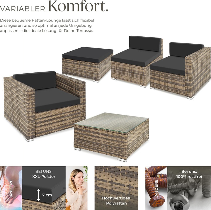 Produktbild tectake Rattan Lounge Milano
