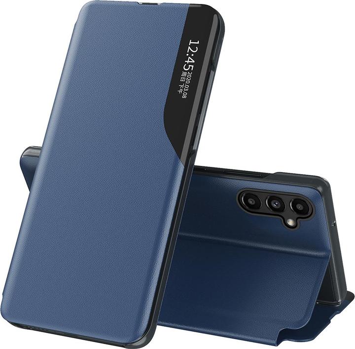 Actual product image Hurtel Eco Leather View Case cover for Samsung Galaxy A14 with flip stand blue (Samsung Galaxy A14)