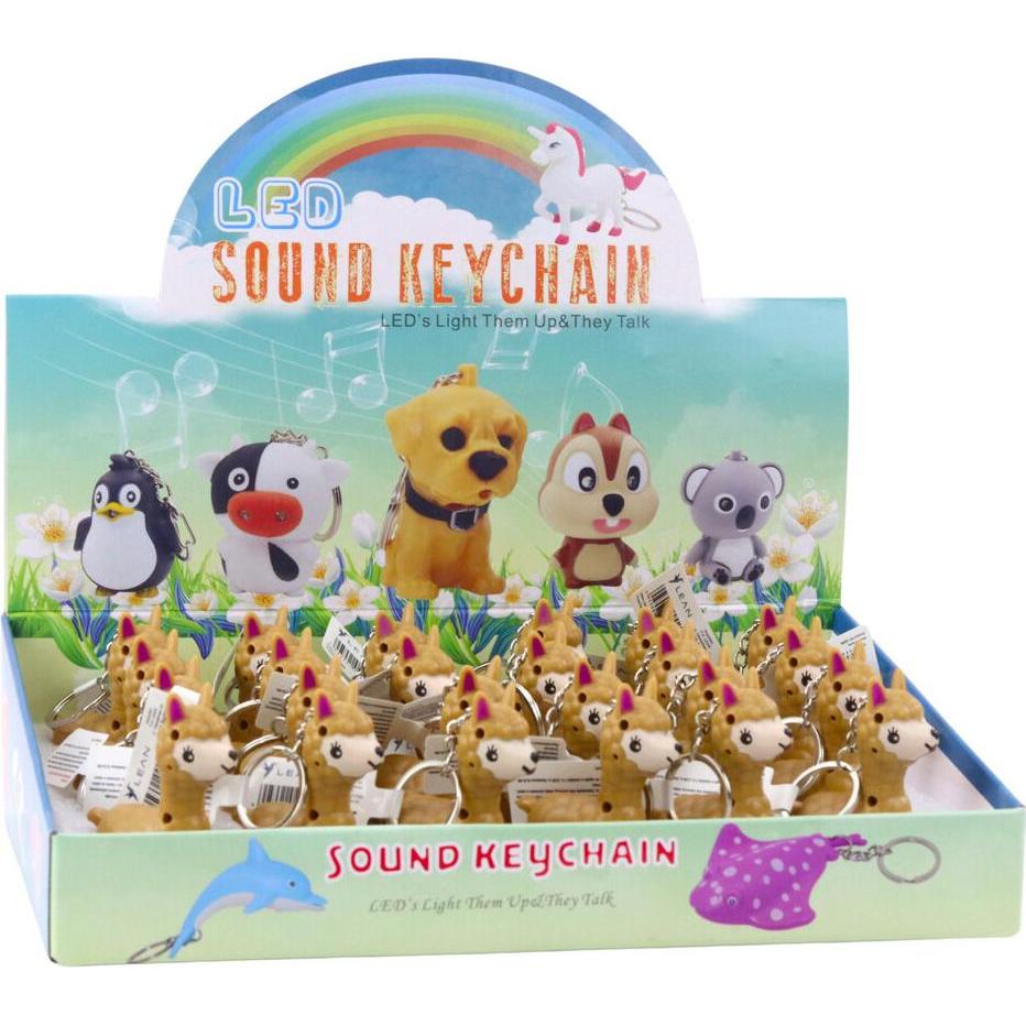 Lean Toys, Portachiavi, Rucksack Schlüsselanhänger Lama Alpaka LED Taschenlampe Sounds, Multicolore