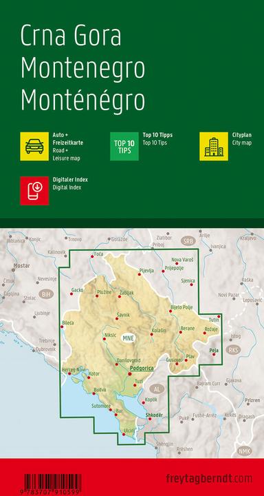 Immagine prodotto Montenegro, Carta delle strade e del tempo libero 1:150.000, freytag & berndt