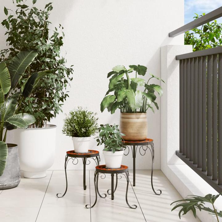 Produktbild vidaXL Pflanzenständer 3 Stk. Terrakottarot und Keramik