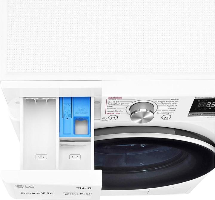 Actual product image LG F4WV710S1E AIDD Intelligent Washing Machine 10,5kg Steam TurboWash 360 1400rpm Front Load (10.50 kg, Left)
