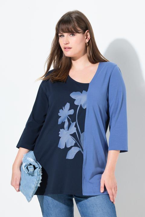 Produktbild Ulla Popken Shirt, Blüten, V-Ausschnitt, 3/4-Arm (50, 52)