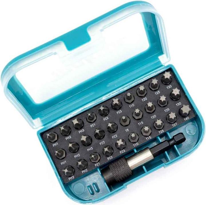 Immagine prodotto Makita P-73374 Set 31 pezzi (Esagono cavo TX M15, Croce Phillips PH M1, Esagono incassato TX M25, Esagono incassato TX M40, Croce Pozidriv PZ M1, Presa esagonale TX M30, Croce Pozidriv PZ M3, Croce Phillips PH M3, Croce Pozidriv PZ M2, Presa esagonale TX M27, Presa esagonale TX M8, Croce Phillips PH M2, Presa esagonale TX M20)