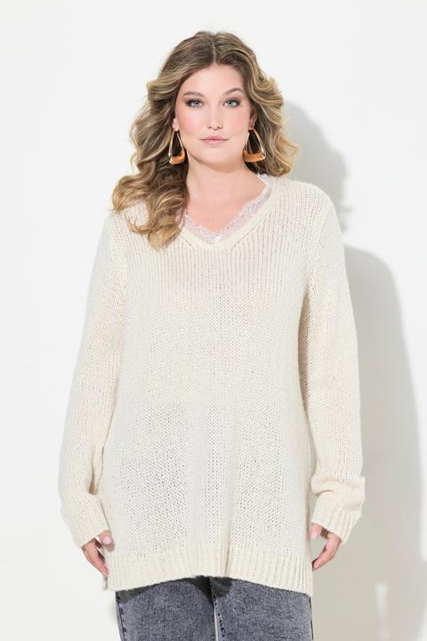 Actual product image Miamoda Classic fit sweater with chunky knit and neckline with lace (56)