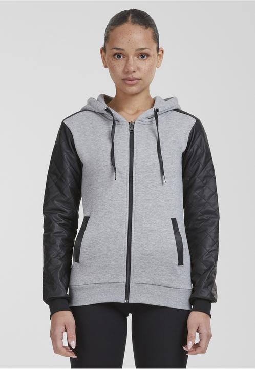 Produktbild Urban Classics Ladies Diamond Leather Imitation Sleeve Zip Hoody (XS)