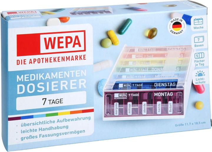 Actual product image Wepa Medikamentendosierer 7 Tage Wochenmagazin Regenbogen / UV-Schutz+, 1 St. Dosette