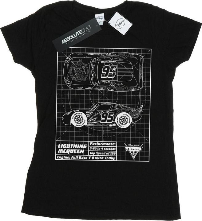 Immagine prodotto Disney Cars Lightning McQueen Blueprint Maglietta Donna (S)