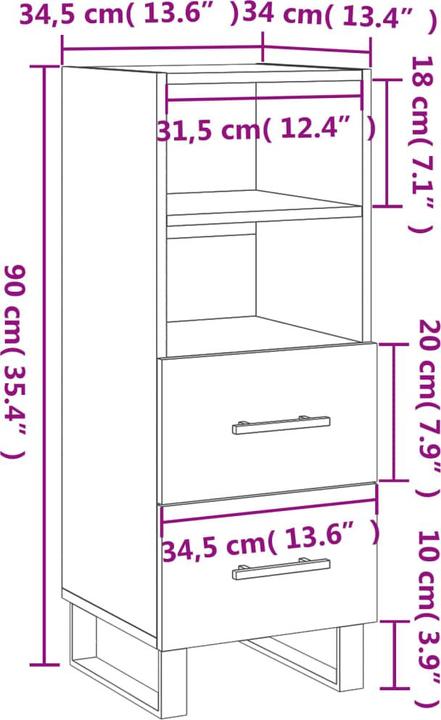 Produktbild vidaXL Andres (34.5 x 34 x 90 cm)