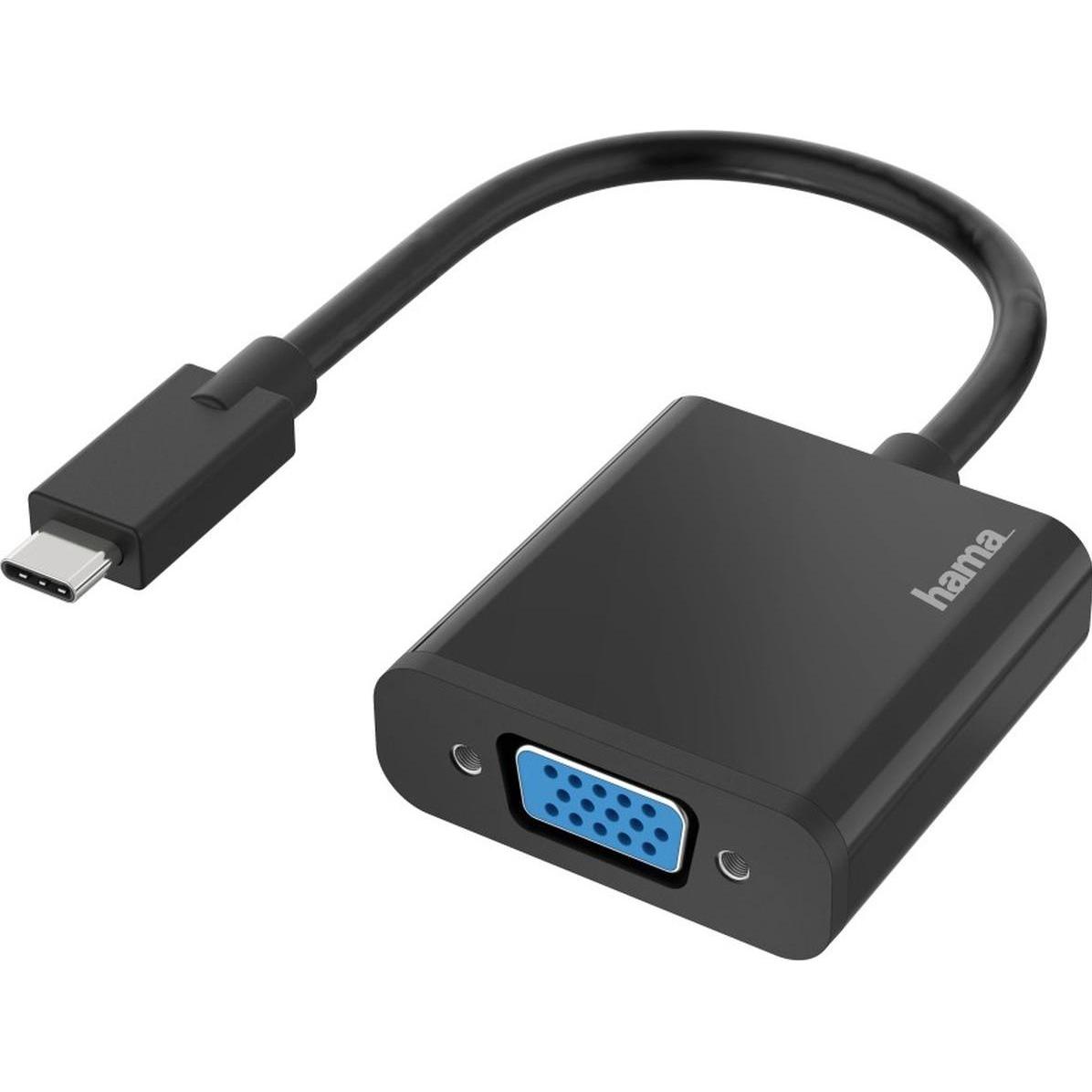Hama USB Typ C — VGA (USB-C, VGA), Adattatore dati + video, Nero