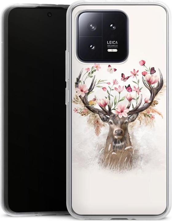 Produktbild DeinDesign Silikon Hülle für Xiaomi 13 Handyhülle Case Smartphone Schutzhülle Blumen Hirsch Tiere (Xiaomi 13)