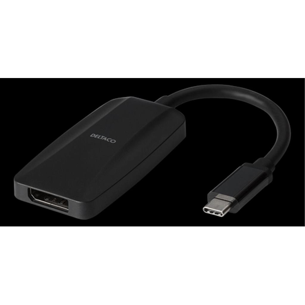 Thumbnail - Deltaco USB-C to DisplayPort adapter, 32.4 Gbit / s, 8K at 30Hz - Black (USB Typ-C), Data + Video Adapter, Schwarz