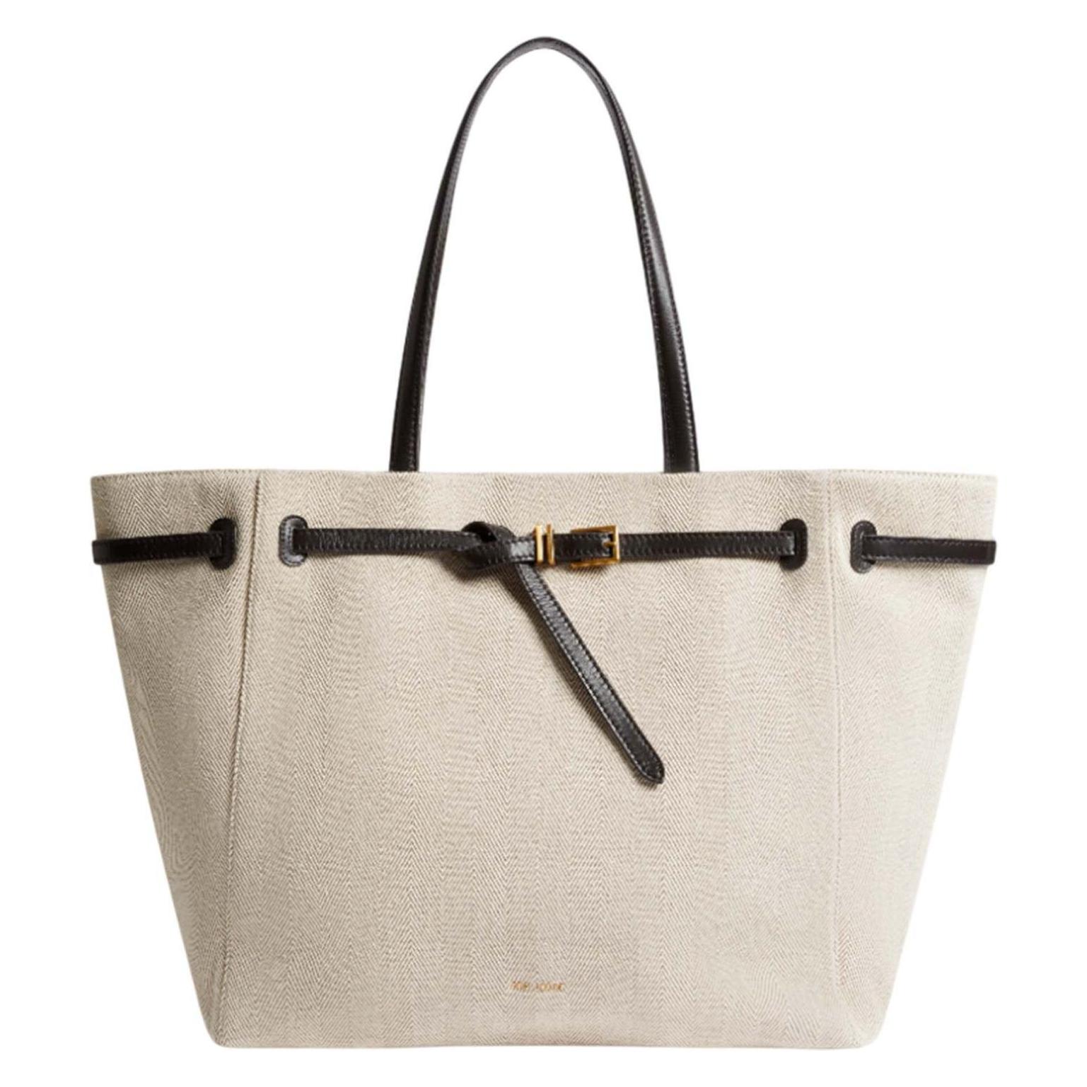 Ted Baker, Damen, Tasche, Tafanie Belted Herringbone Canvas Large Tote Bag, Schwarz, Beige