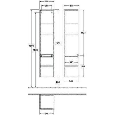 Thumbnail - Villeroy & Boch, Badezimmerschrank, V&B Hochschrank SUBWAY 2.0 350x1650x370mm Ans re Glossy white
