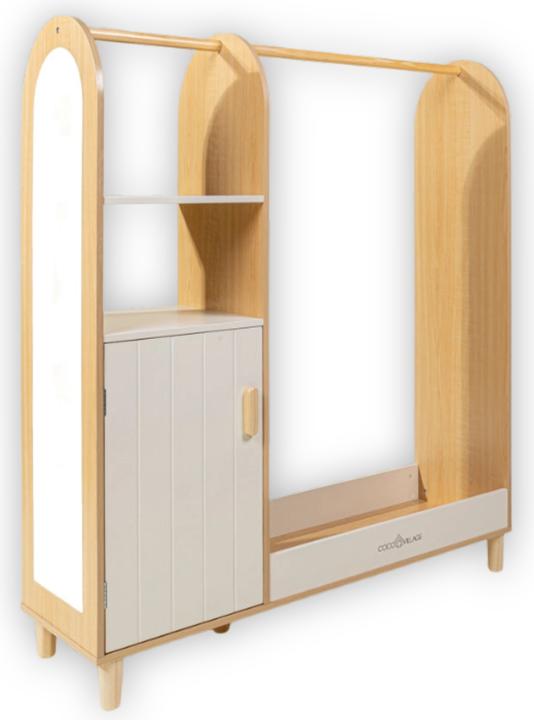 Produktbild Coco Village Kinderkleiderschrank aus Holz mit Spiegel – Verkleidungsschrank für Rollenspiele (30 cm)