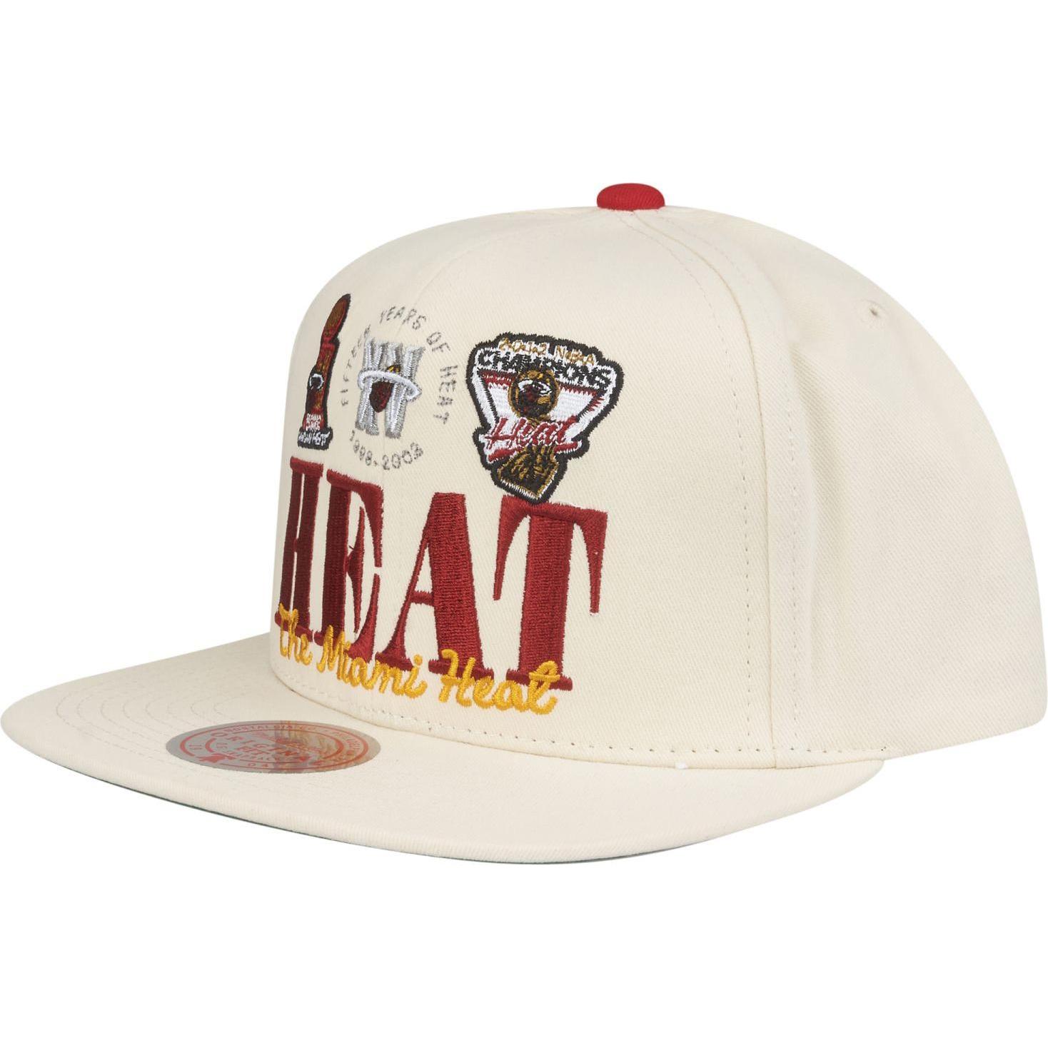 Mitchell & Ness, Herren, Cap, Snapback Cap - RETRO FRAME Miami Heat, Beige, (One Size)