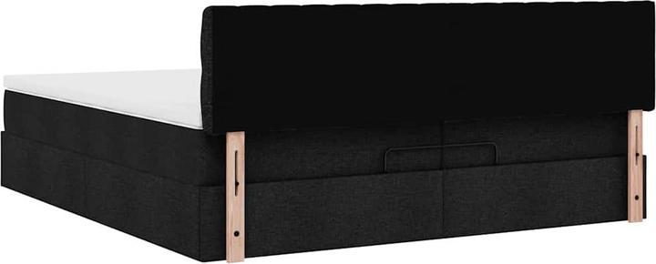 Produktbild vidaXL Ottoman-Bett mit Matratzen Schwarz 200x200 cm Stoff (200 x 200 cm)