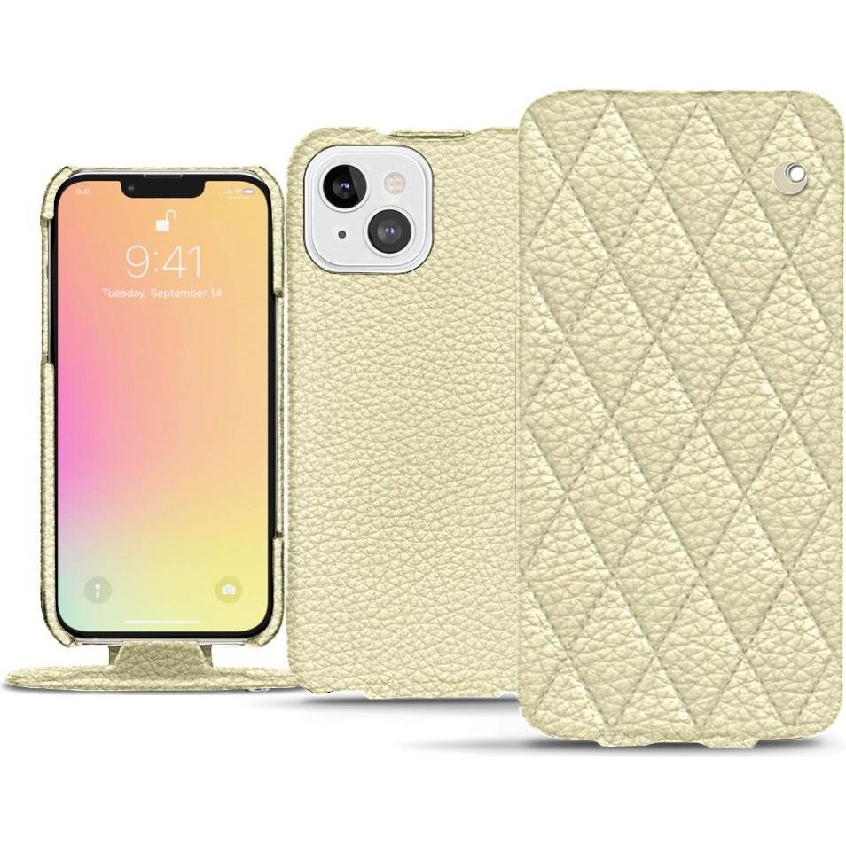Noreve Lederschutzhülle vertikal (Apple iPhone 13 mini), Smartphone Hülle, Weiss