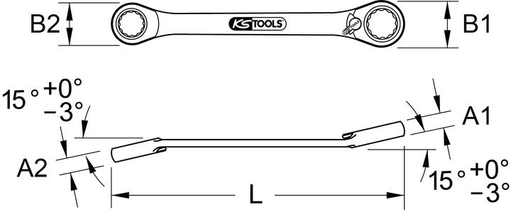 Actual product image KS Tools GEARplus double ratchet ring wrench reversible (9 mm)