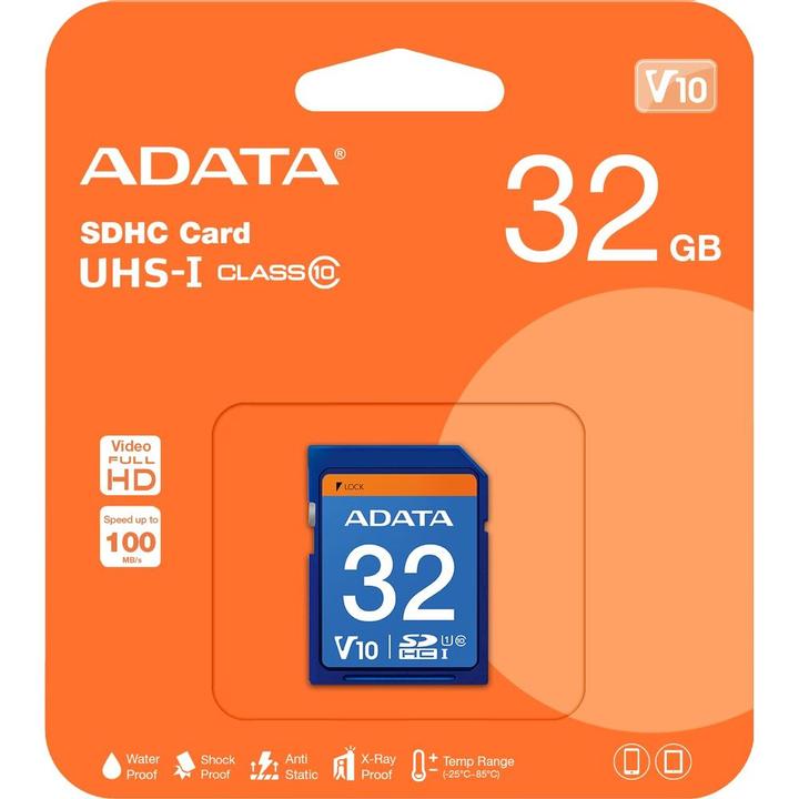 Actual product image Adata SDHC Card 32GB,, Premier UHS-I C10 (32 GB, SDHC, U1, UHS-I)