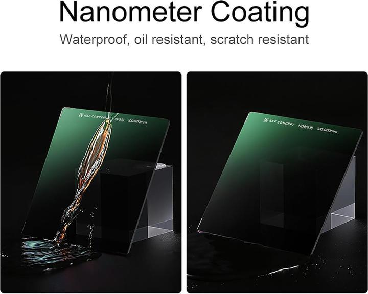 Produktbild K&F Concept 100*100*2mm Square Full ND8, Optics Glass, HD, Waterproof, Anti Scratch (ND- / Graufilter, 100 mm)