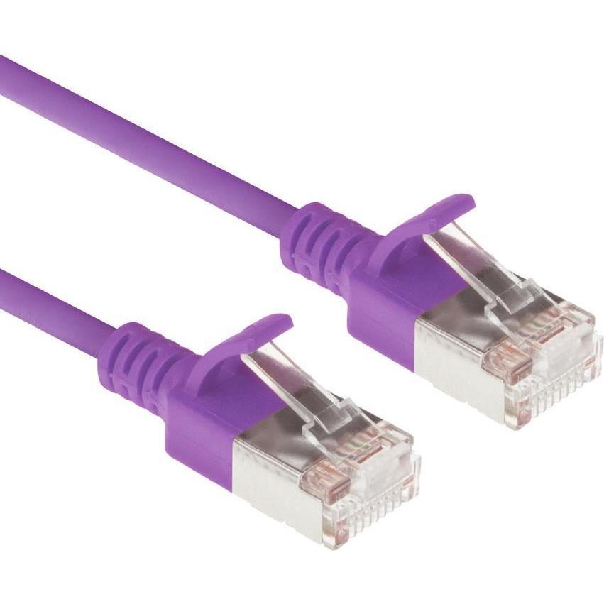 ACT Purple 3 meter LSZH U/FTP CAT6A datacenter slimline patch cable snagless with RJ45 connectors (U/FTP, CAT6a, 3 m), N...