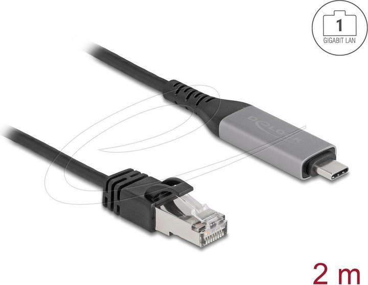 Produktbild Delock USB LAN Kabel USB Type-C zu RJ45 Gigabit Ethernet 2 m (CAT6, 2 m)