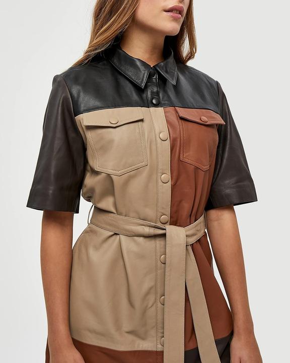 Actual product image Minus Ivory Leather Dress with Patchwork Design (36)