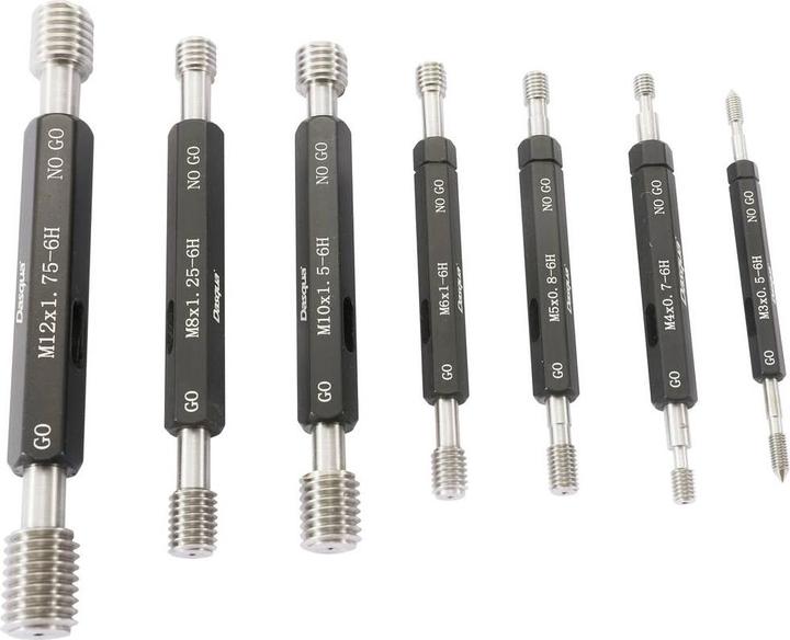 Actual product image Dasqua 6311-3202 7-piece thread gauge set, go and no-go plug gauge