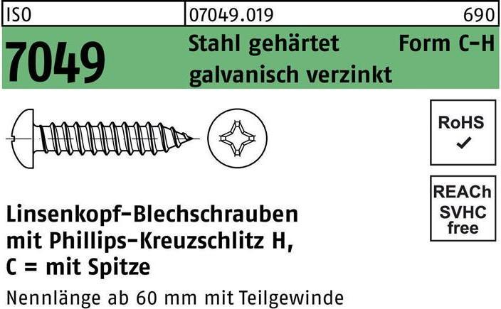 Actual product image Self-tapping screw ISO 7049 LIKO w.point/cross recess-PH C2.9 x 25 -H Steel hardened (100 Screws per piece)
