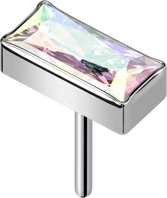 Image du produit Star Piercing Threadless rectangle argent cristal multicolore (sans laiton, Titane)