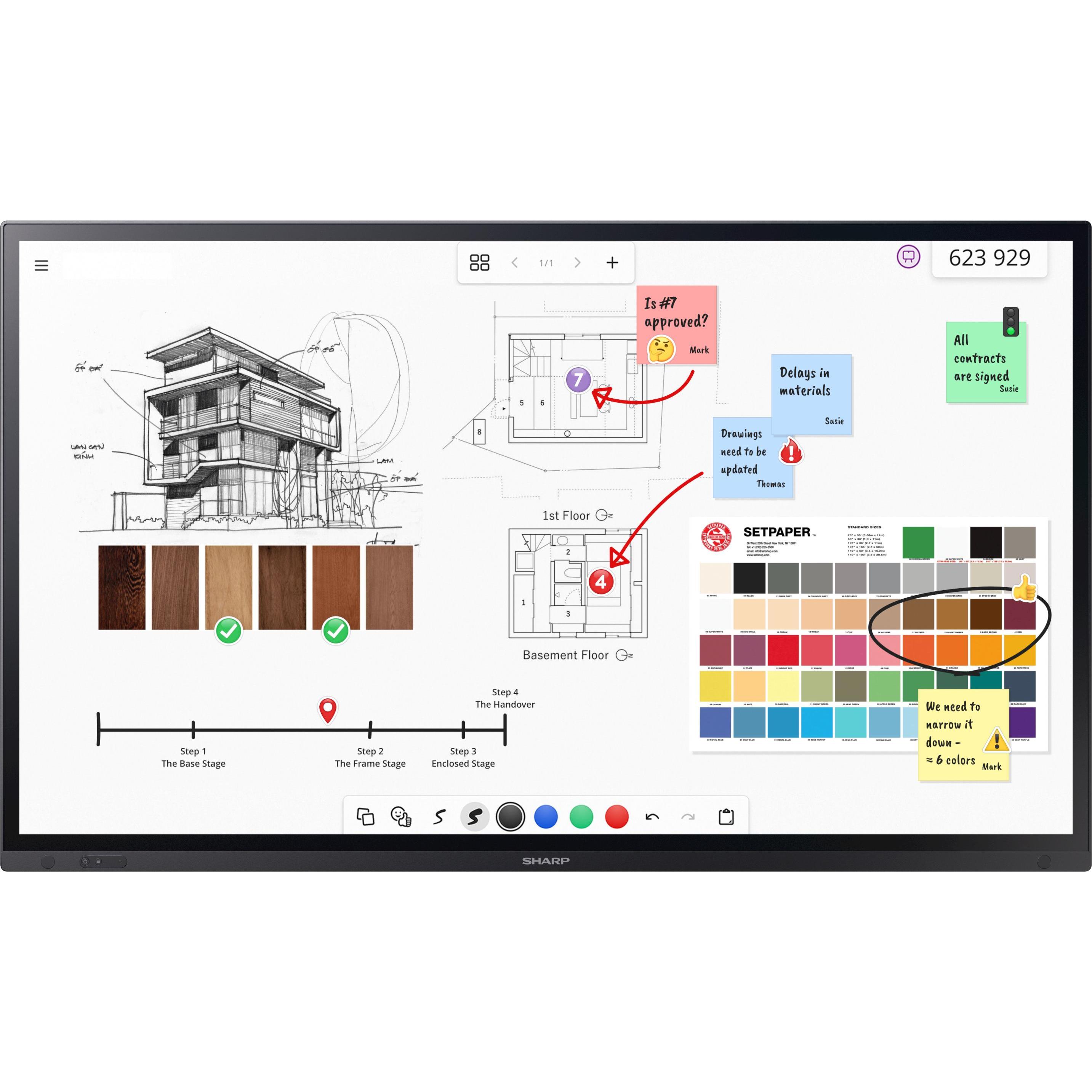 Thumbnail - Sharp PN-LA652 652 65IN IWB UHD (3840 x 2160 Pixel, 55"), Digital Signage, Schwarz