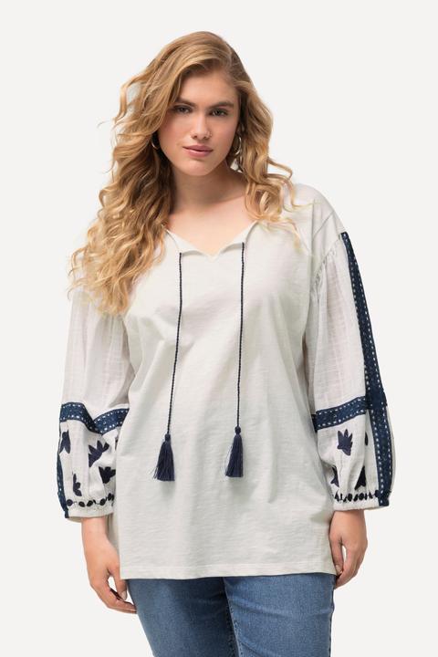 Produktbild Ulla Popken Bluse, Stickerei, Tunika-Ausschnitt, Langarm (46, 48)