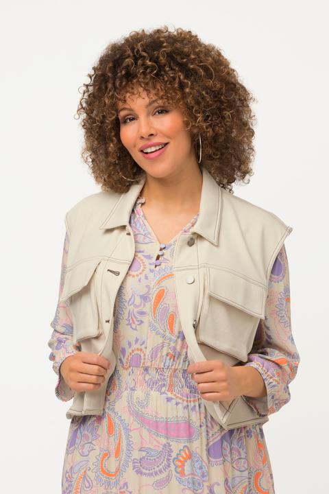 Actual product image Ulla Popken Cropped Vest with Contrast Seams (50, 52)