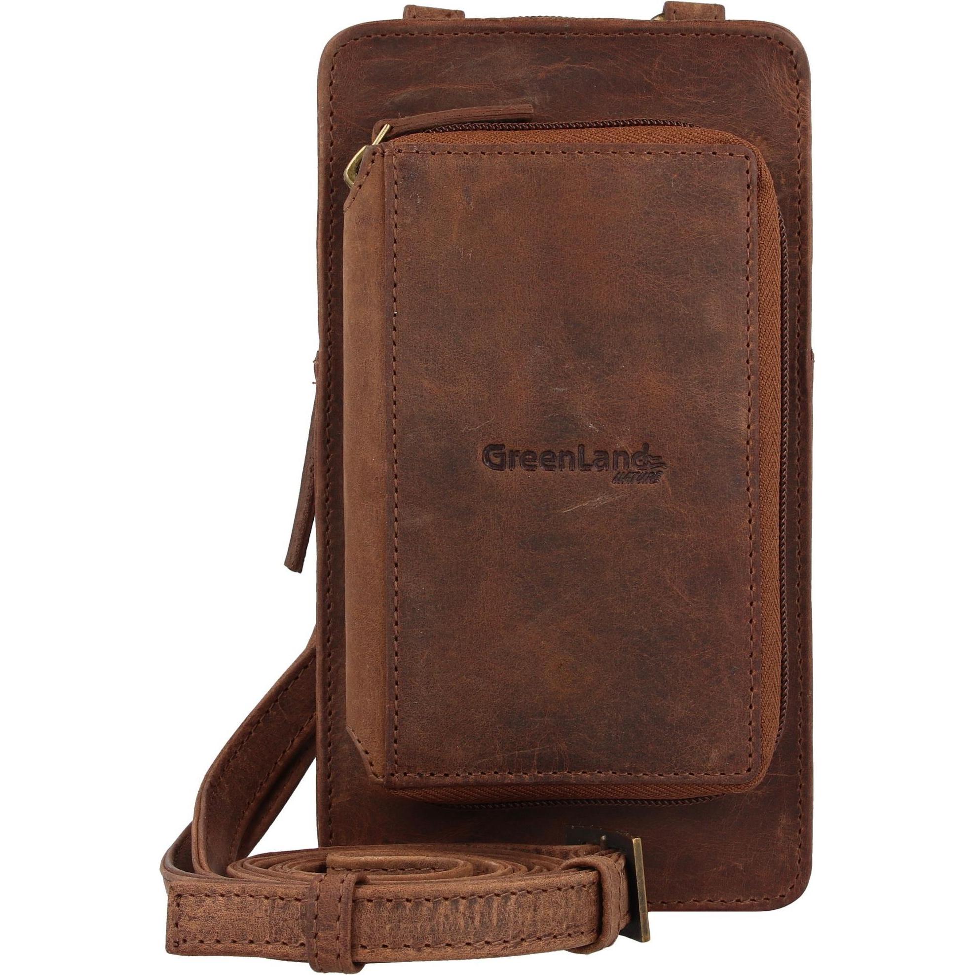 Greenland Nature, Handtasche, Montenegro Handytasche Leder 22 cm, Braun