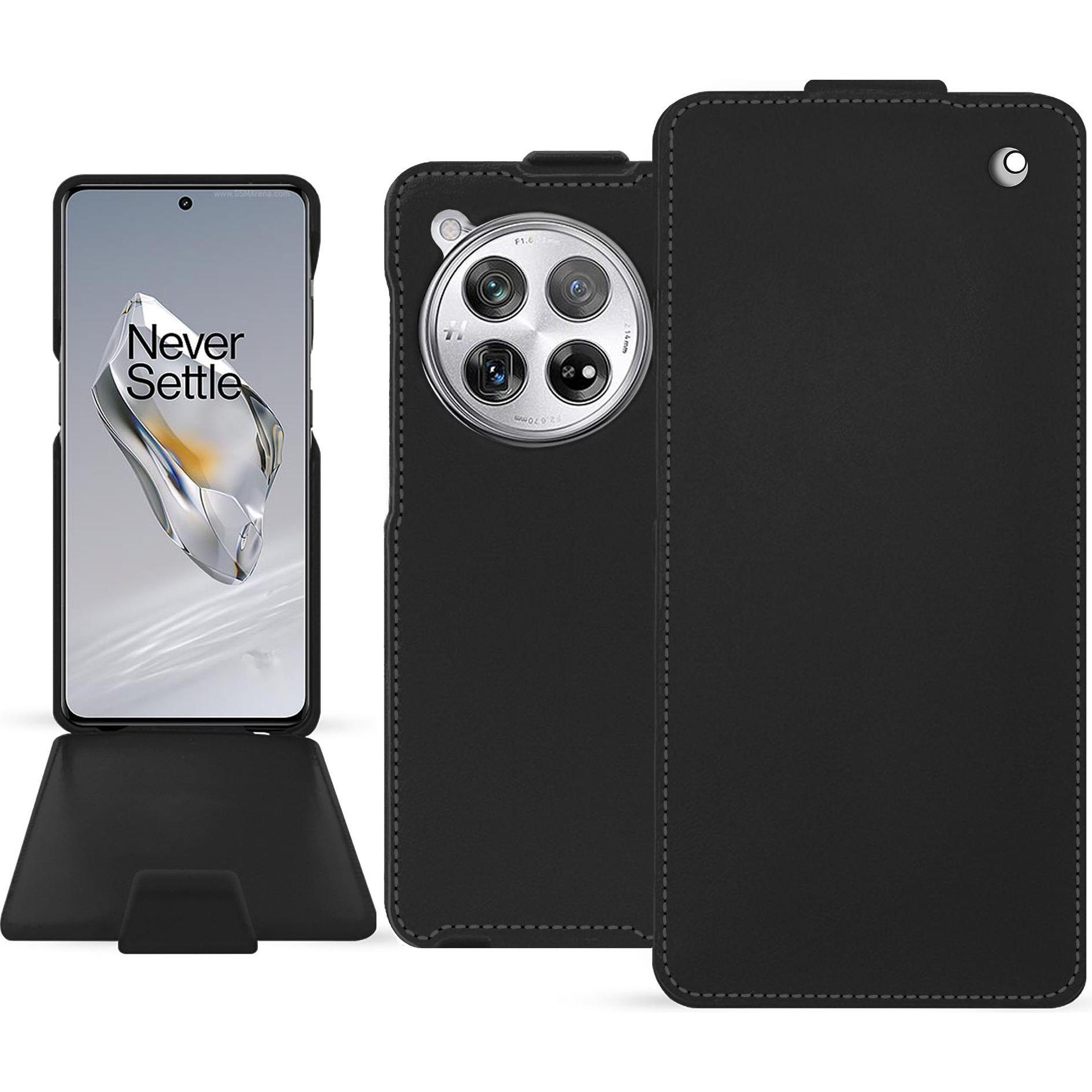 Noreve Coque à rabat vertical en cuir, Cover smartphone, Nero