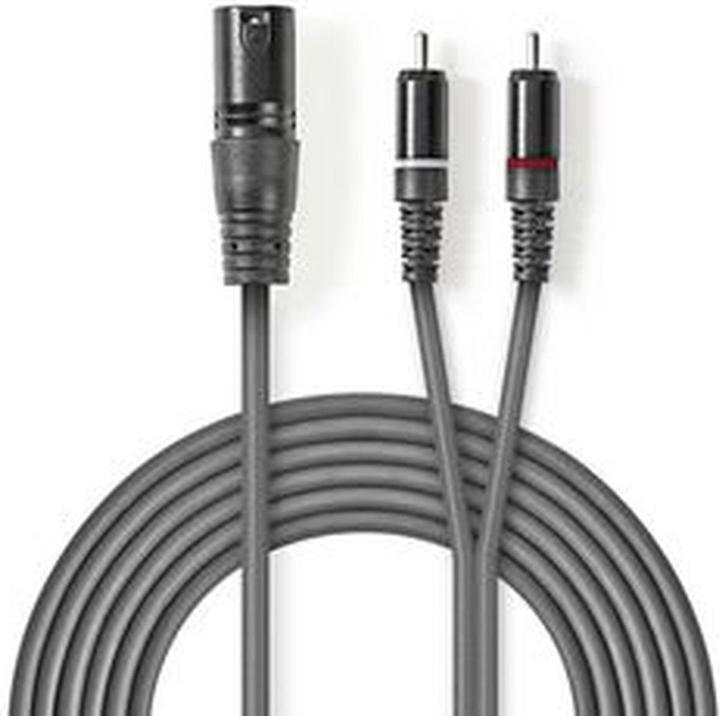 Image du produit Nedis Câble audio XLR XLR 3 pôles mâle - 2X RCA Mac (3 m, Câbles XLR)